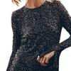 Damen-Kleid mit glänzenden Pailletten, aushöhlen am Rücken, lange Ärmel, lockerer Rundhalsausschnitt, geteilte Manschette, individueller Streetwear, Club, Party, Tanz, Minikleid