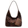 Retro fashion leopard print tote bag trendy casual large capacity shoulder bag new women's bag armpit bag