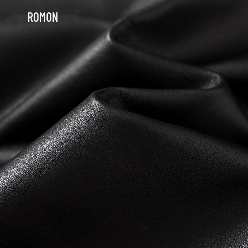 Luomeng Men's Genuine Sheepskin Stand Collar Leather Jacket