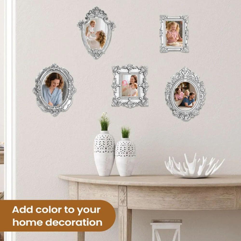 5Pcs Resin DIY Shadow Box Frame Gold DIY Mini Photo Frames Wedding Photo Display Frames Photography Background Decoration