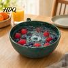 Cuenco de Fruta Cerámico Autolimpiante con Agujeros de Drenaje Huecos Flujo en Espiral Lavado de Bayas Enjuague para Encimera de Cocina Drenaje