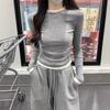 Women's Retro Spliced Pleated Two-Piece Long-Sleeve T-Shirt