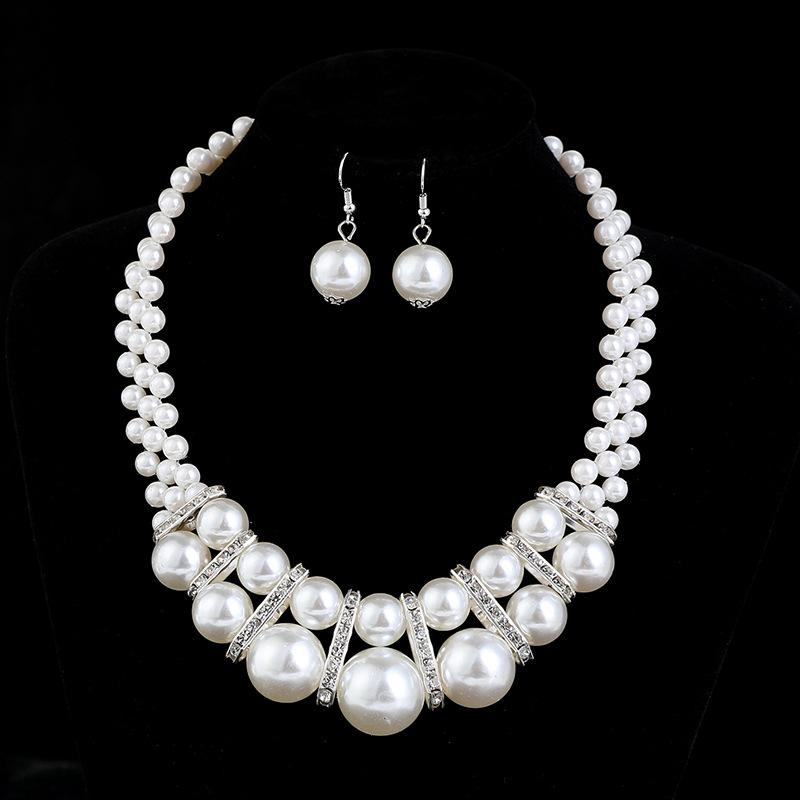 Accessories Bridal Sweater Necklace Kit Diamond Faux Pearl Necklace Earrings Bracelet Kit