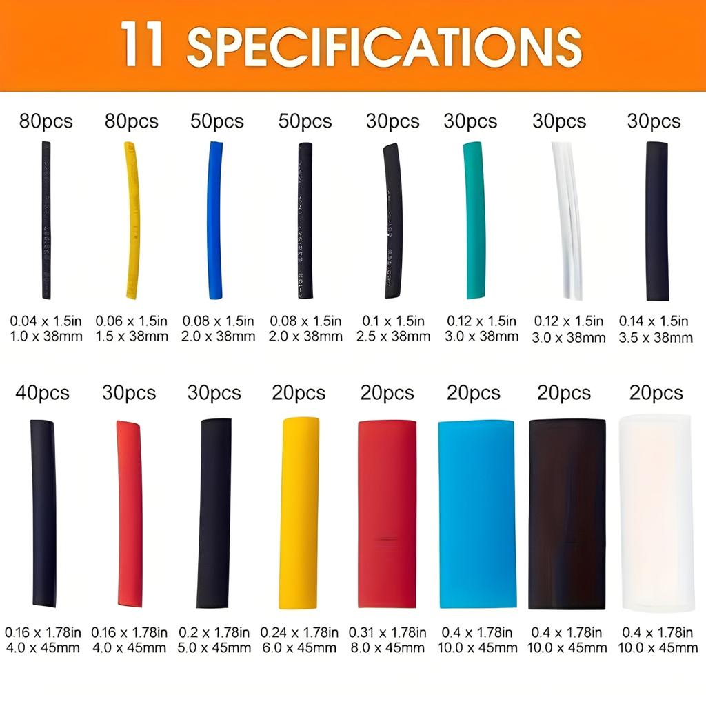 580pcs Heat Shrink Tube Kit Thermoresistant Tubing Heat Shrink Wire Wrapping Electrical Connection Cable Insulation Sleeved Protecter