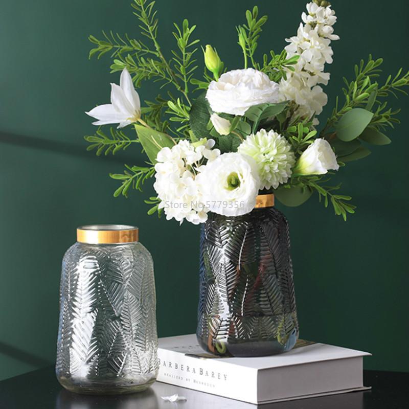 Flower Vase Home Decoration Vase for Flower Glass Vase Home Decoration Accessories Modern Wedding Gold Vase Transparent Tabletop