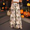 Women's Casual Wide Leg Pants Stretch Belt Pocket  Print Adjustable Tie Pants