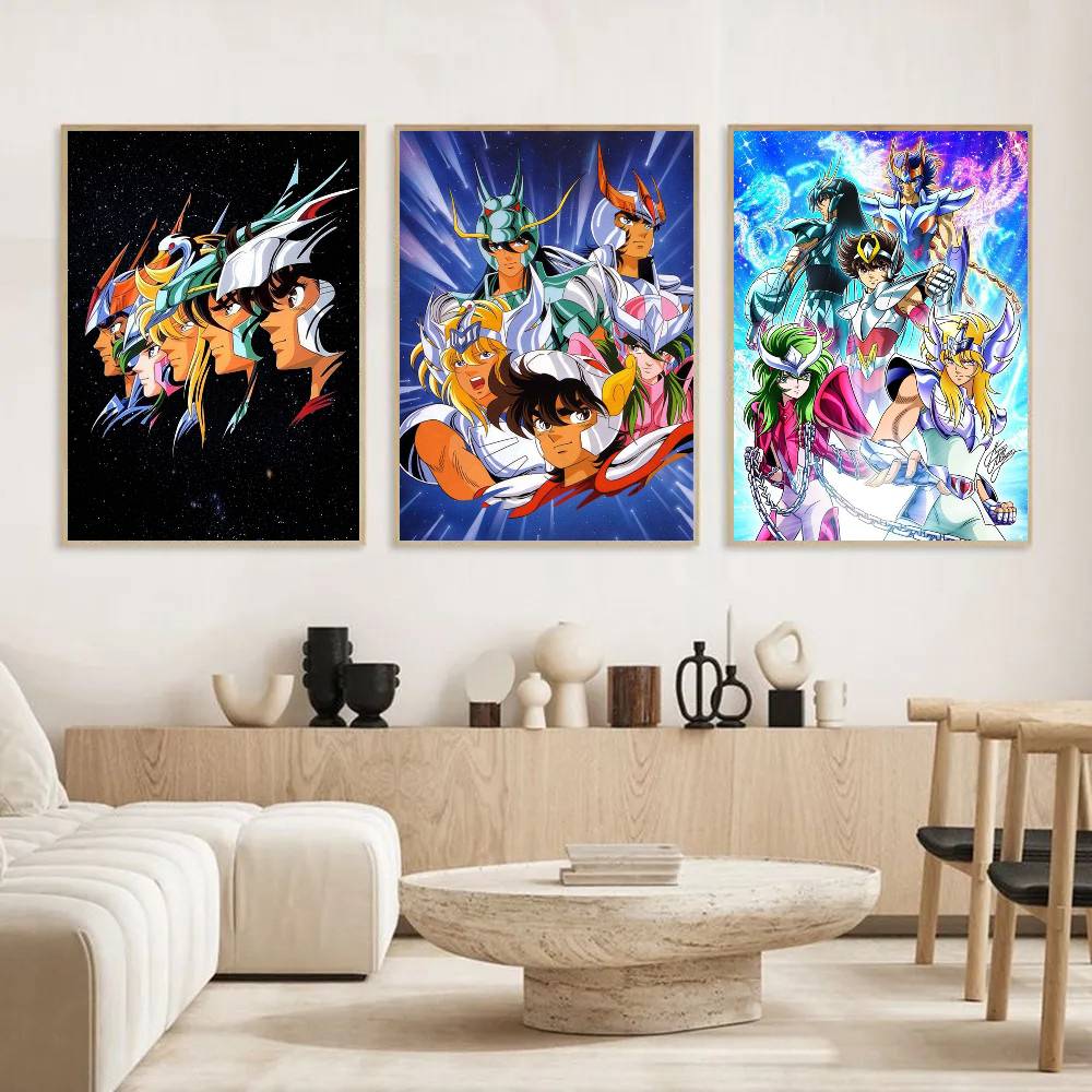 1PC Classic Anime S-Saint S-seiya Poster Self-adhesive Art Waterproof Paper Sticker Coffee House Bar Room Wall Decor