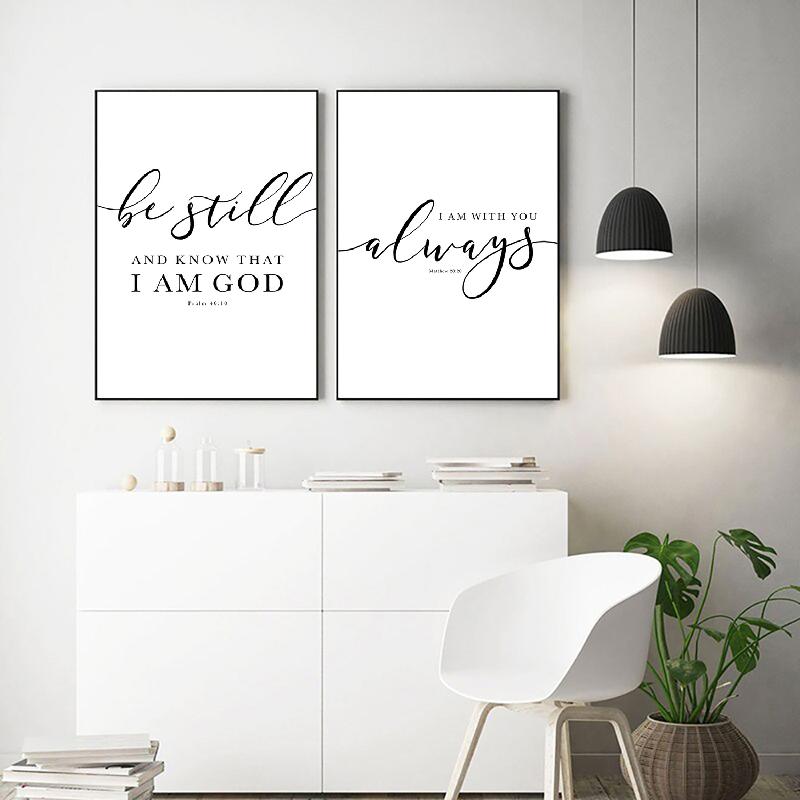 Scripture Christ Christian Bible Verse Quote Black White Posters and Prints Wall Pictures Wall Art Canvas Painting Home Decor