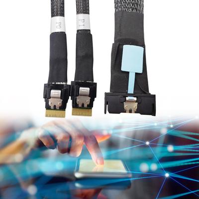 MCIO 8i Slimline SAS To 2 Ports SFF-8654 4i Cable Male To Male Server Connection Cable 50cm Server High-Speed Adapter Cable