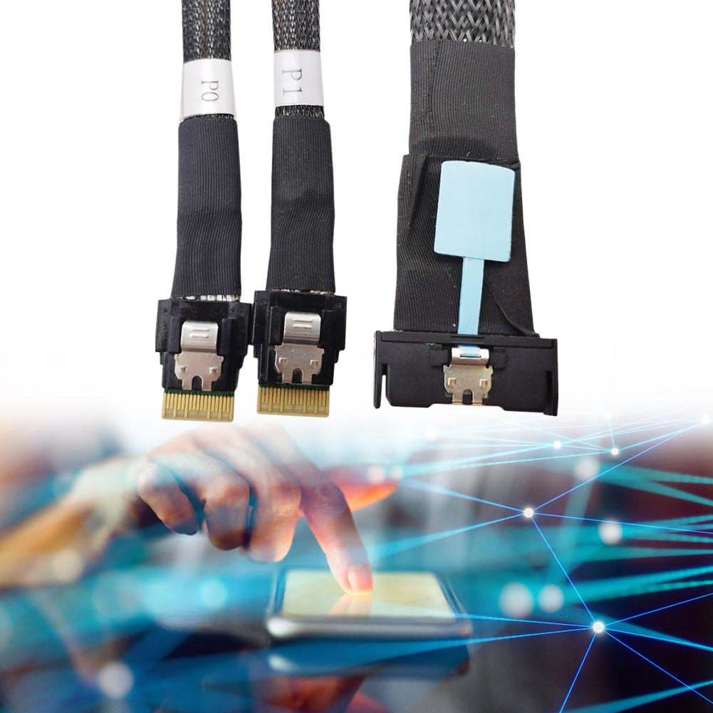 MCIO 8i Slimline SAS To 2 Ports SFF-8654 4i Cable Male To Male Server Connection Cable 50cm Server High-Speed Adapter Cable