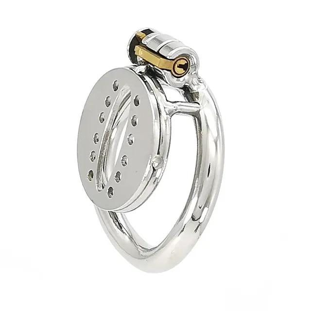 Metal Flat Cock Cage Device Penis Restraint Chastity Lock Penis Ring CB Lock Anti-Cheating Chastity Belt Adult Couple Erotica 18