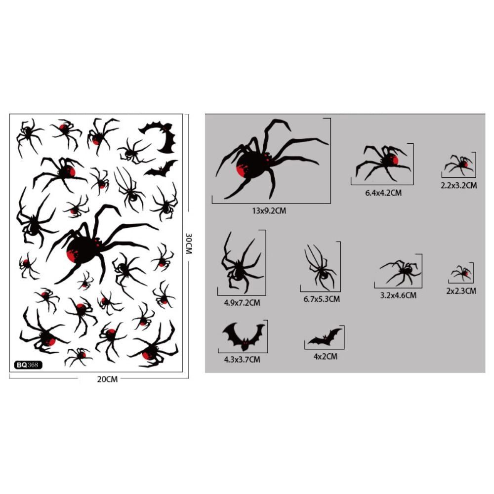 Static Halloween Stickers Black Scary Sticker Creative Spider Bat Decals  Smooth Surface