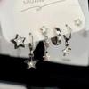 6pcs Set Personality Trend Dark Butterfly Heart Star Cross Tassels Zircon Stud Earrings for Women Hip-hop Rock Y2K Jewelry Gift