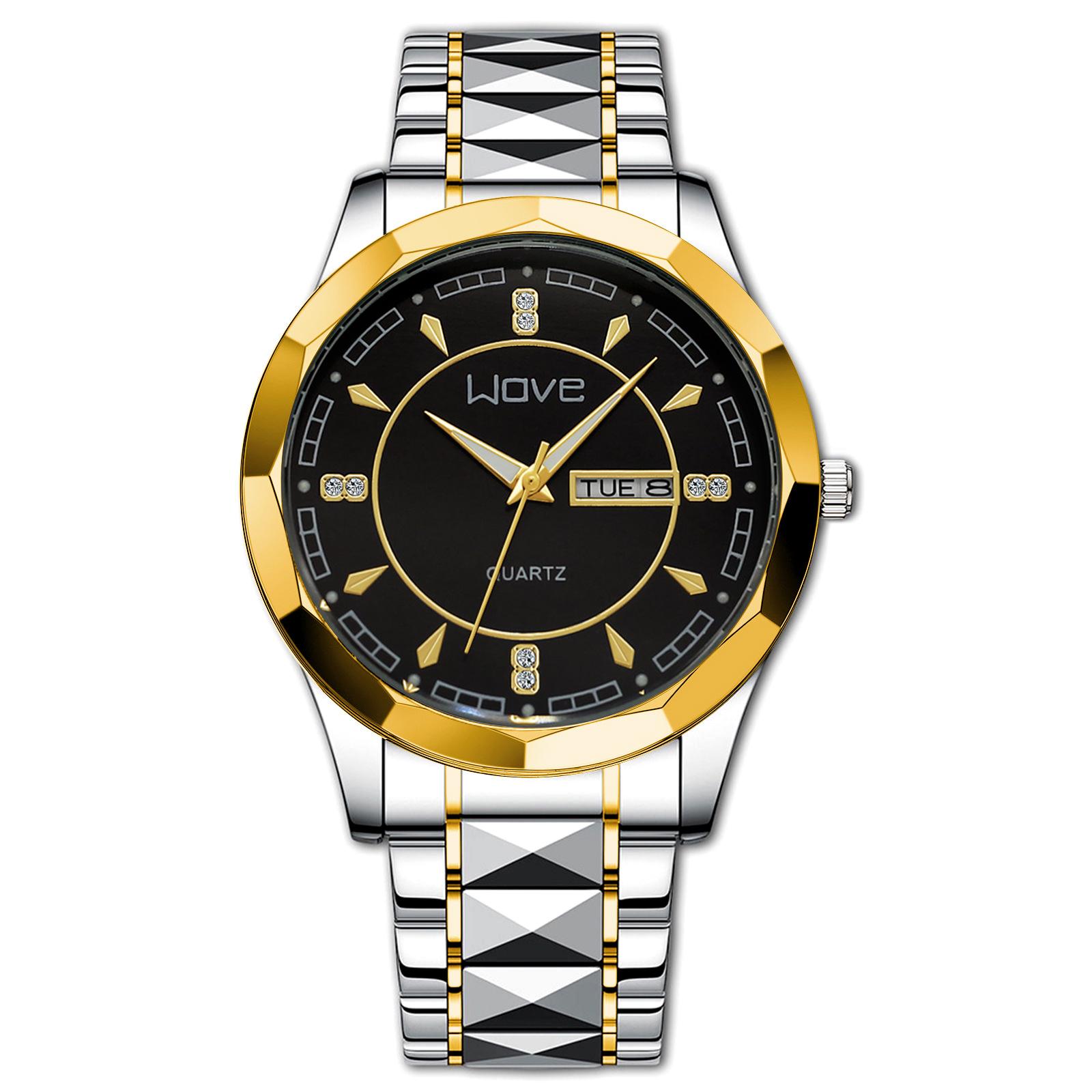 Langjue Watch Alloy Steel Belt Quartz Watch Luminous Polygonal Dial Watch Calendar Fashion Couple Watch bare watch