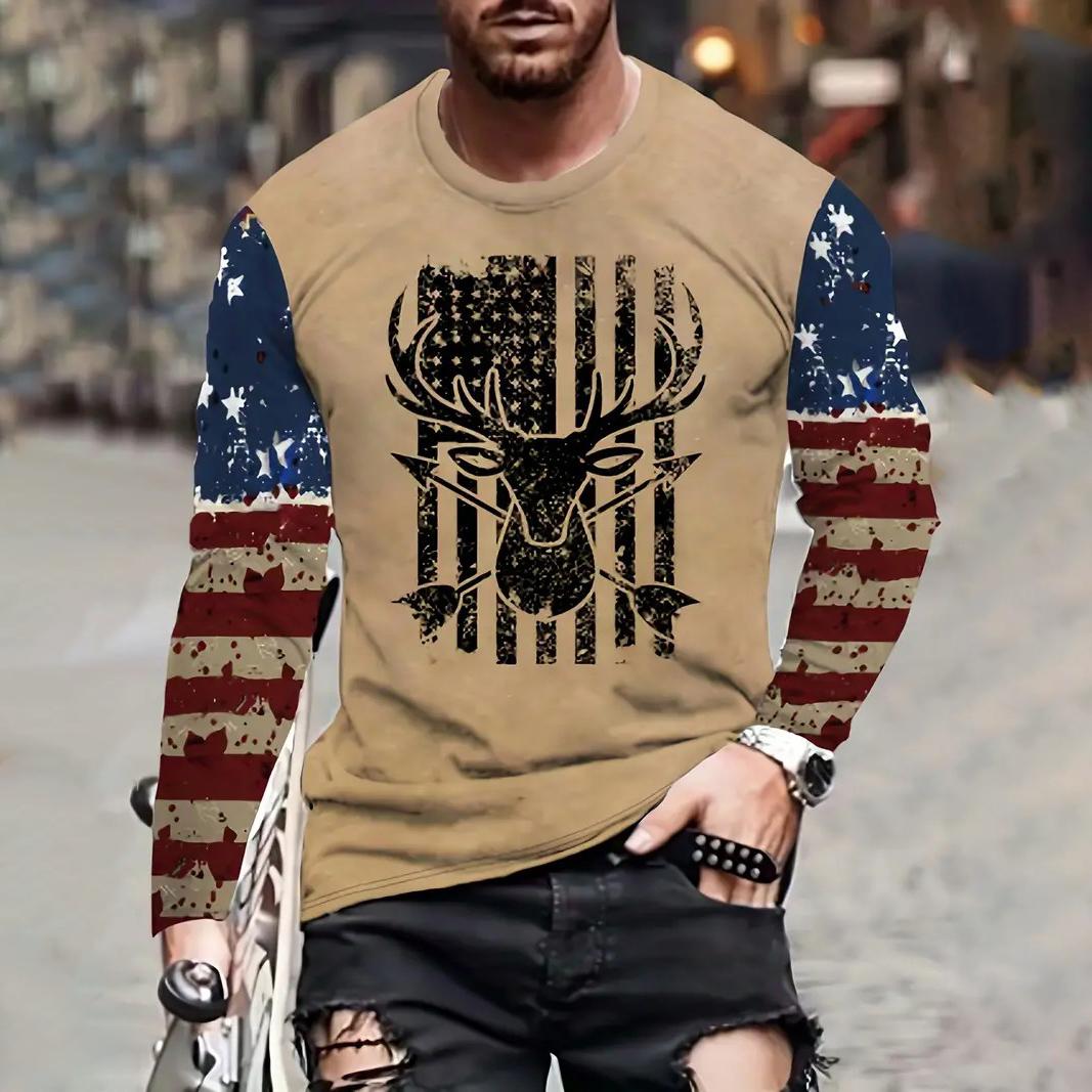 

Хлопковая винтажная мужская футболка с длинным рукавом с принтом в стиле вестерн Харадзюку, осенний повседневный уличный модный свитер, мужская свободная одежда 3XL