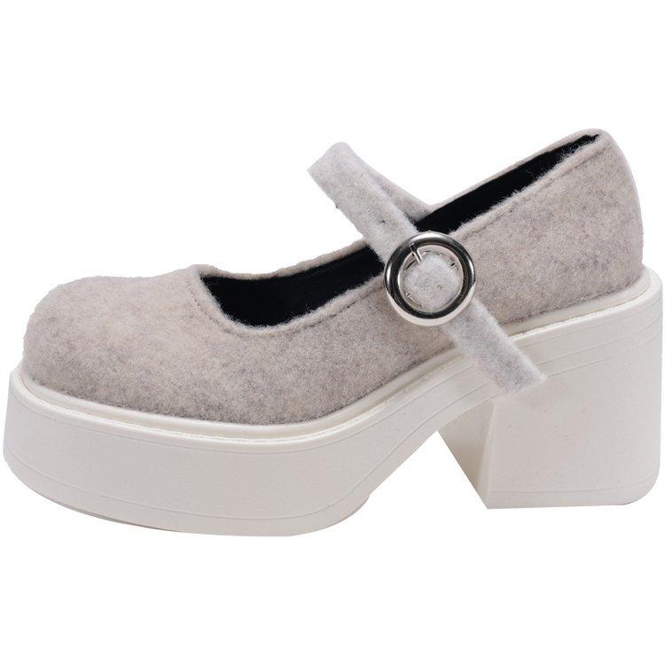 [Yushilai] Platform thick heel fashion Mary Jane shoes women's 2025 spring new French Xiaoxiangfeng high heels