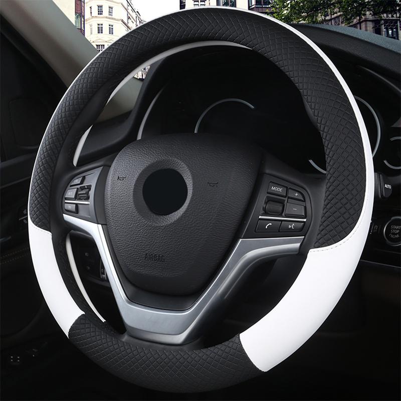 SEAMETAL Leder Auto Lenkradbezug 38CM Auto Sport Stil Auto Lenkradabdeckungen Rutschfest Kratzfest Lenkradabdeckung