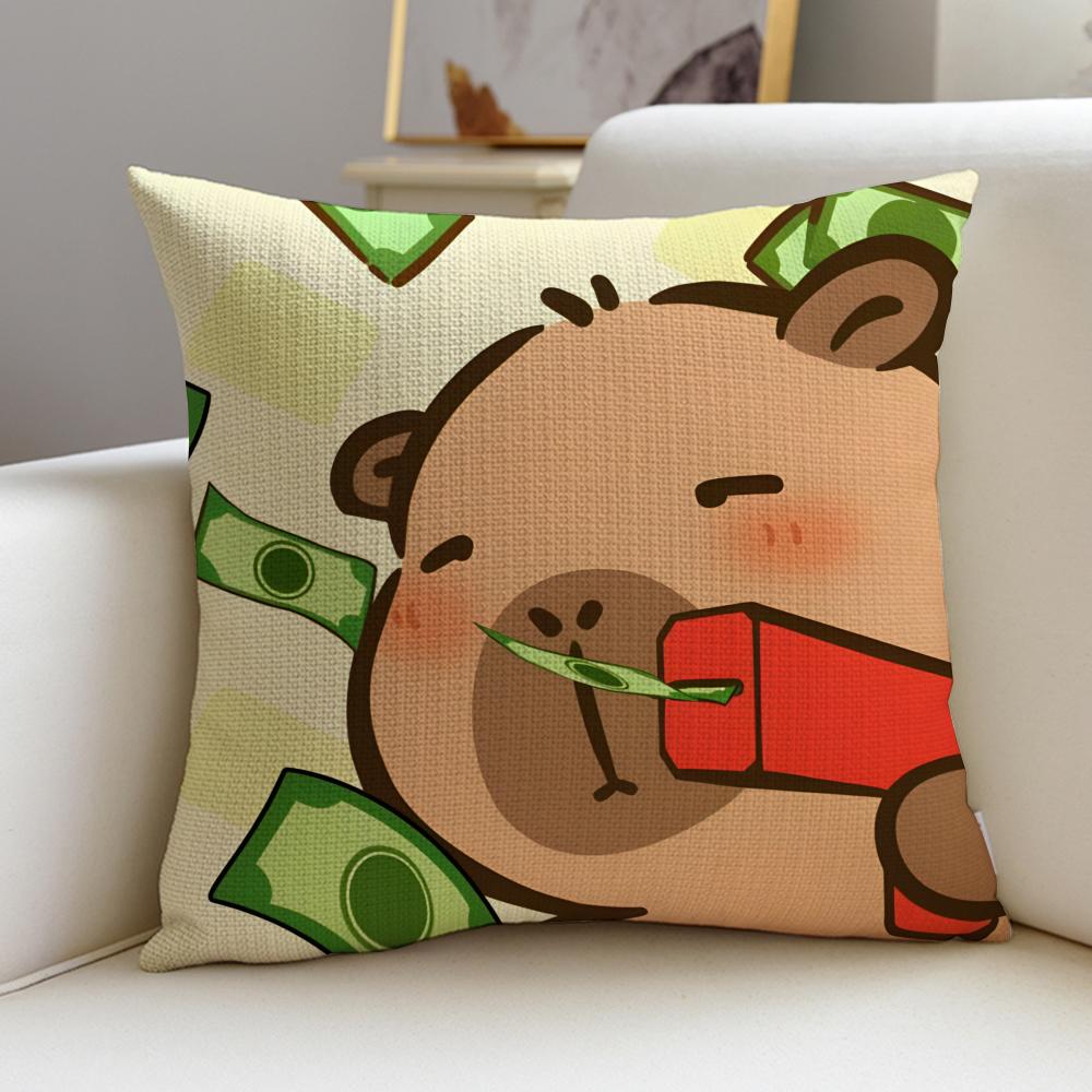 

Calm CCapybaraS Cushion Cover Breathable and skinfriendly linen pillowcase square removable and washable cushion 30X30cm