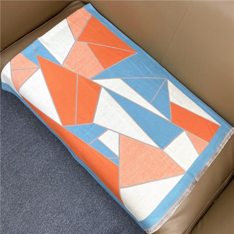 

Autumn and winter thickened geometric color matching dual-purpose shawl student scarf imitation cashmere women s dual-purpose thermal scarf 180x65cm светло-синий
