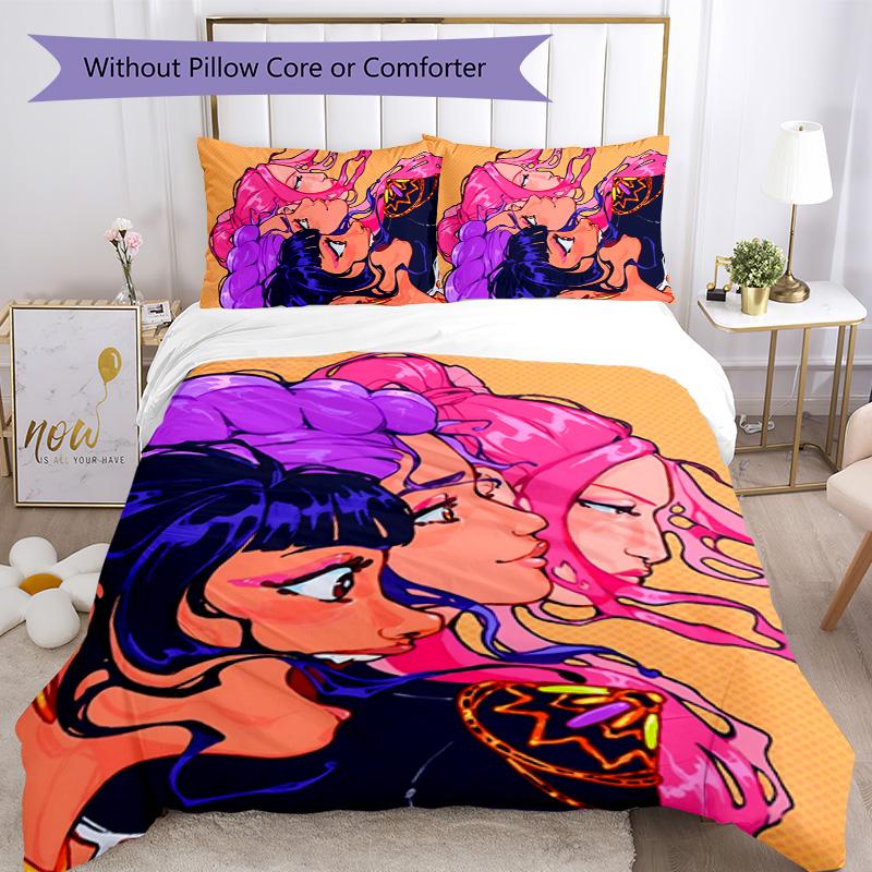 KPOP Hunter Juego de Cama de 3 Piezas Funda Nórdica Cierre Incluye 1 Funda Nórdica y 2 Fundas de Almohada para Todas las Estaciones Dormitorio Hogar Decoración de Dormitorio Universitario