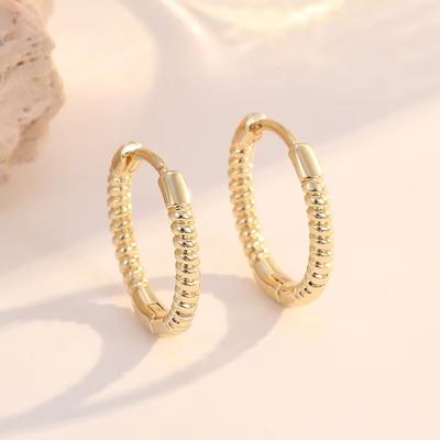 Huajie Simple Fried Dough Twists Rope Earrings Buckle for Women Personality Office Wild Fashion Ear