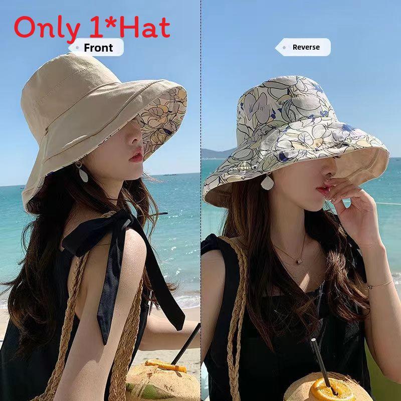 Summer Cotton Linen Fisherman Hat With Floral Pattern And Sun Protection For Women