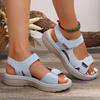 New Brand Female Sandals Summer Women Leather Light Casual Wedge Platform Shoes Blue Girls Outside Non-slip Shoes Plus Size 43