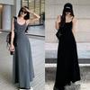 Spice Girl Solid Color High Waist Suspender Dress Women's Summer New Waist Skinny Shoulder Shoulder Inside Bottom Knee Dress