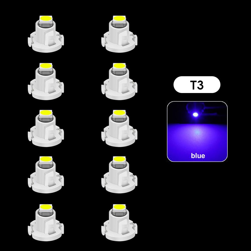 10Pcs Car Interior Indicator Lights Wedge Dashboard Warming Instrument Light T3 LED T4.2 T4.7 Led Bulb Canbus 3030SMD 12V Auto Lamp