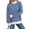 Women's Fashion Casual Striped Long Sleeve Neck Loose Fit Pullover Sweatshirt
