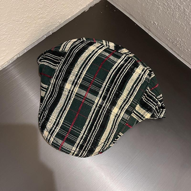Style Retro Street Checkered Pattern Neutral Casual Duckbill Cap For Autumn