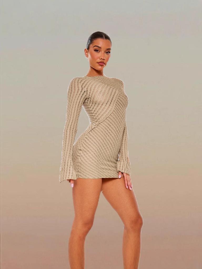 Long Sleeve Bodycon Dress for Women Autumn Winter Slim Fit Sexy Lady Commute Style