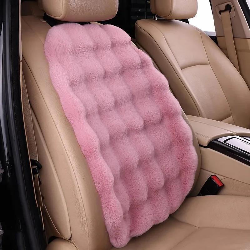 Automobile Seat Covers 3 Piece Winter Set Bubble Velvet Car Seat Cushion Soft Synthetic Wool Warmth Cold Weather