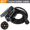 8FT 7Way Trailer Plug Inline Trailer Cord Socket Plug Connector Adaptor Waterproof Trailer Wiring Harness 7Pin Trailer Connector