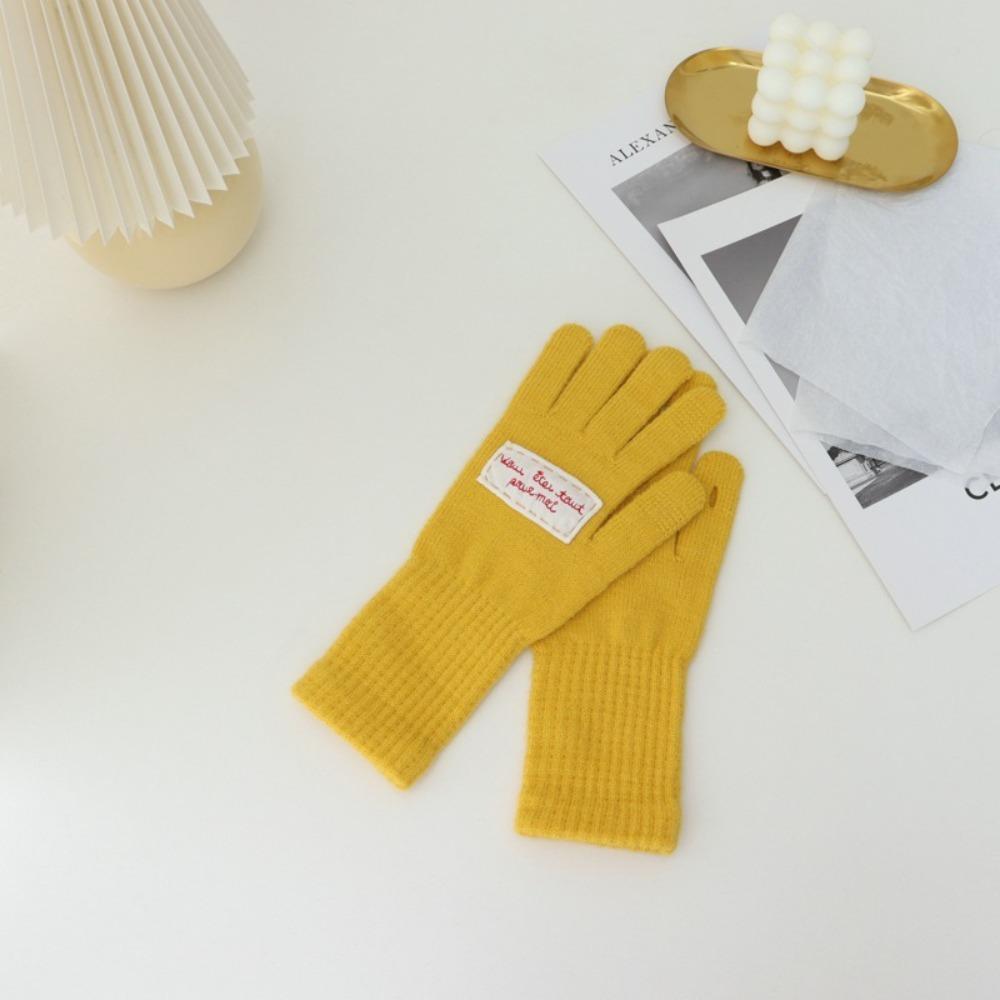 Acrylic Fibers Riding Split Finger Gloves Solid Color Women Gloves New Knitted Gloves