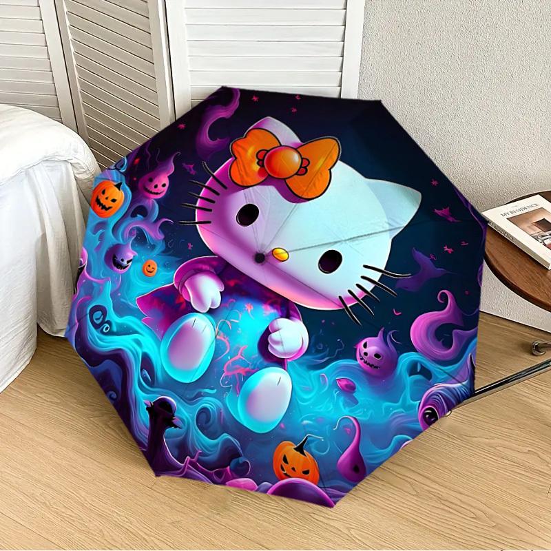 

1pc Halloween Hello Kitty Automatic Folding Umbrella] Durable Iron Frame & Rod, Portable Folding, Makes a Great Holiday Gift yy251016249