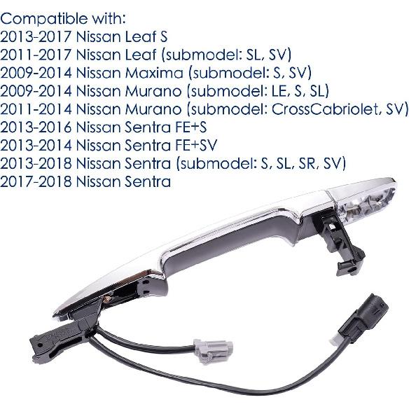 806469N00A Front Left Driver Door Handle For Nissan Sentra 2013-2018,Nissan Murano Maxima 2009-2014, Nissan Leaf 2011-2017,806469N00A,Chrome