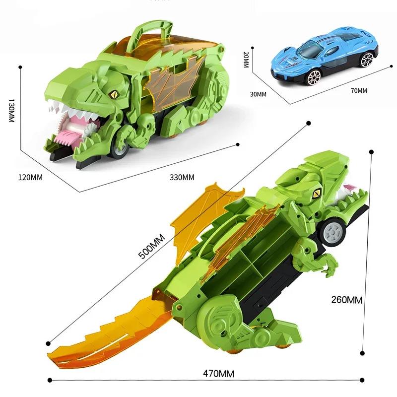 Non-Toxic New Kids Alloy Dinosaur Transport Car Toy Large Inertial Car Carrier Truck Pull Back Vehicle Animal Return Cage Game Holiday Gif