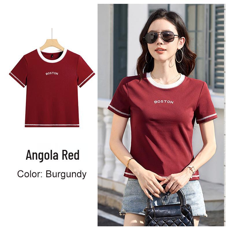 2026 Spring Women s Short Sleeve Printed Round Neck T-shirt Small