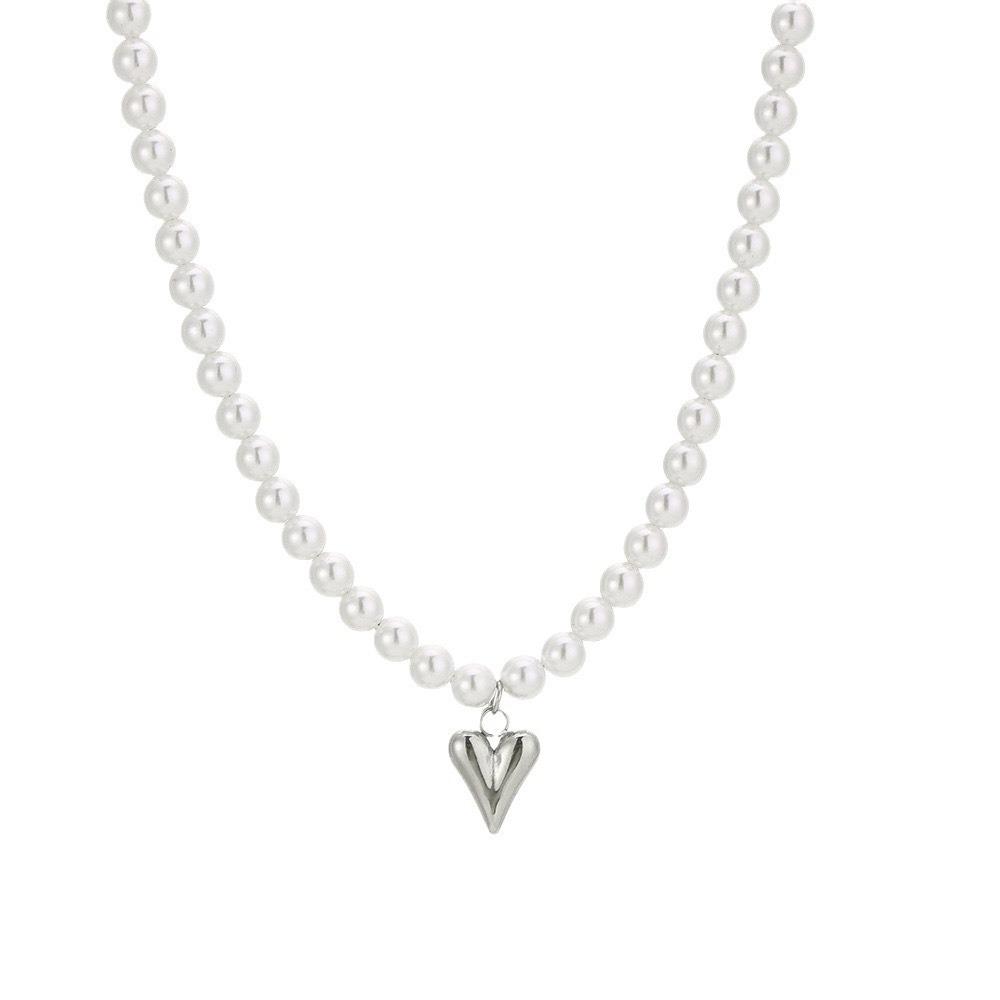 Simple Pendant Necklace Alloy Pearl Necklace Fashion Clavicle Chain