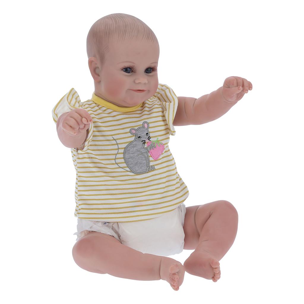 48cm / 18.9in Mädchenpuppe Simulation Lebensecht Weiche Babypuppe Fütterflasche Schnuller Set