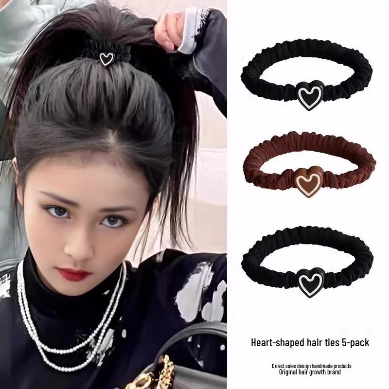 High-Elastic Heart & Intestine Pattern Hair Tie - Durable Rubber Band for Girls
