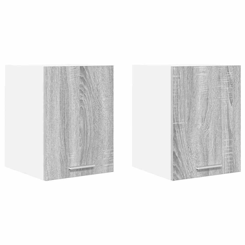 Wall Mounted Cabinet with Door 2 pcs Grey Sonoma and White 30 x 31 x 40 cm