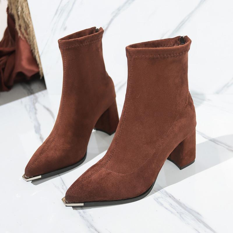 Autumn Winter Pointed Toe Stretch Slim Women Ankle Boots Fashion Sexy Pointed Toe Stripper Party Short Booties Zapatos De Mujes