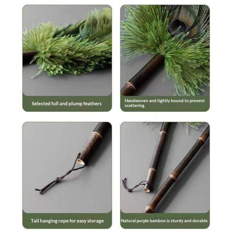 Portable Peacock Ostrich Feathers Duster Brush Handle Anti-Static Cleaning Tools Household Dust Sweeping Brushs Multi-Function
