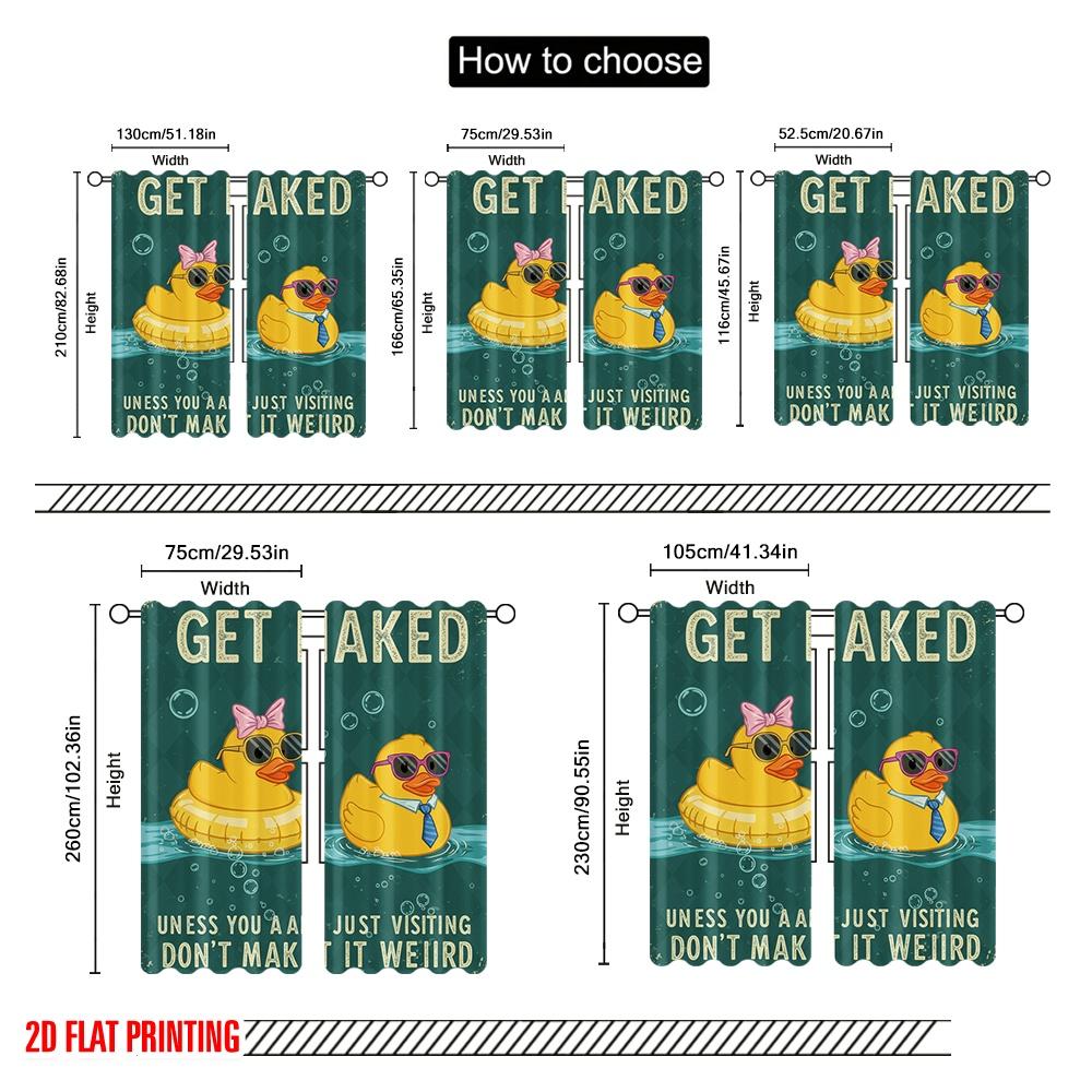 2pcs 2D flat printing Window Curtains Rubber Ducks Pool Summer Polyester Without Electricity Festive Holiday Perfect for Festive