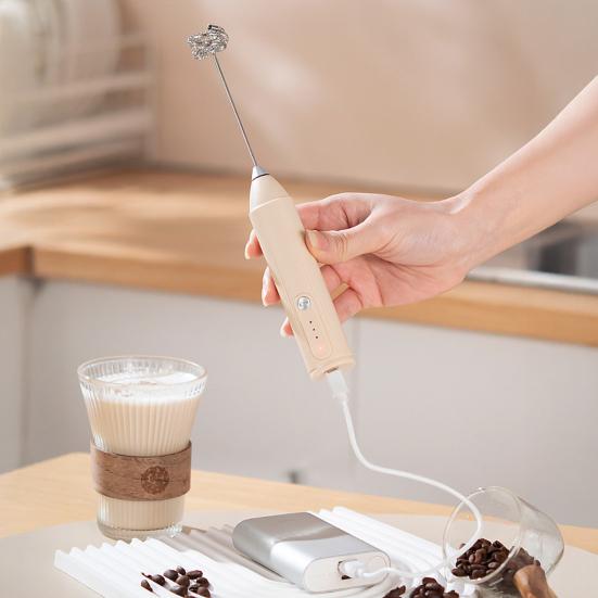 Electric Milk Frother Stainless Steel Handheld Milk Mixer Rechargeable Coffee Whisk Egg Beater Kitchen Tool
