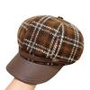 Vintage Plaid Beret Hat With Wide Brim For Women Winter Fashion Accessory