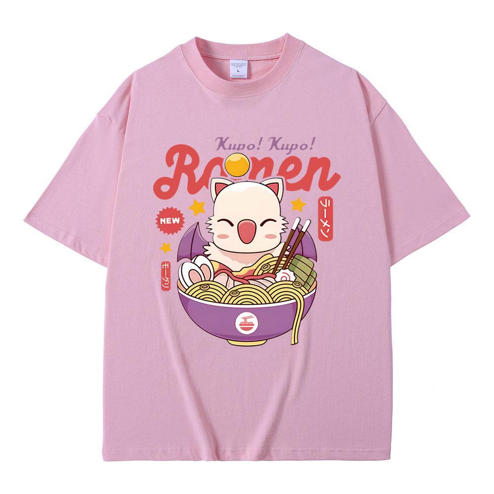 Game FINAL FANTASY XIV Merch Tshirt Funny Moogle Kupo Ramen Graphic Tshirts Men Women Casual Oversized Vintage Cotton Tshirts