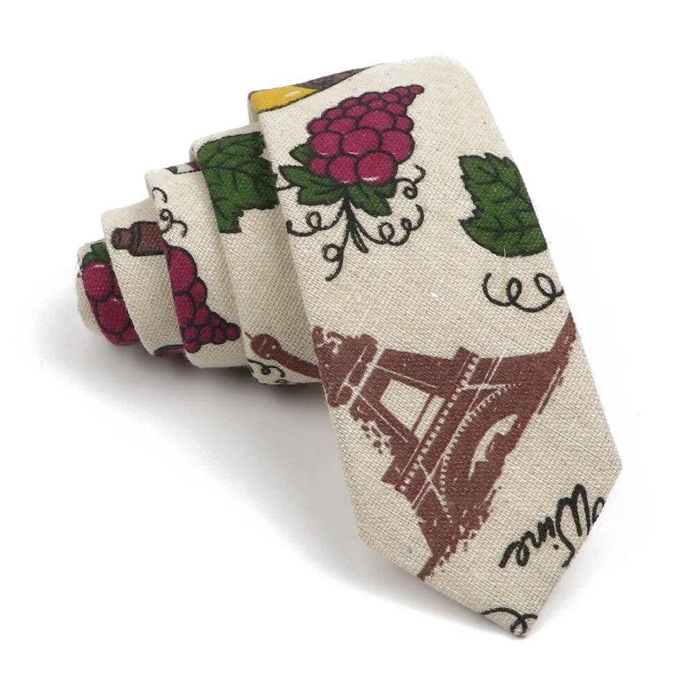 Cravatta in lino carina, cartone animato, 6 cm, cravatta divertente con frutta, per uomo, cravatta sottile e stretta, accessori 6